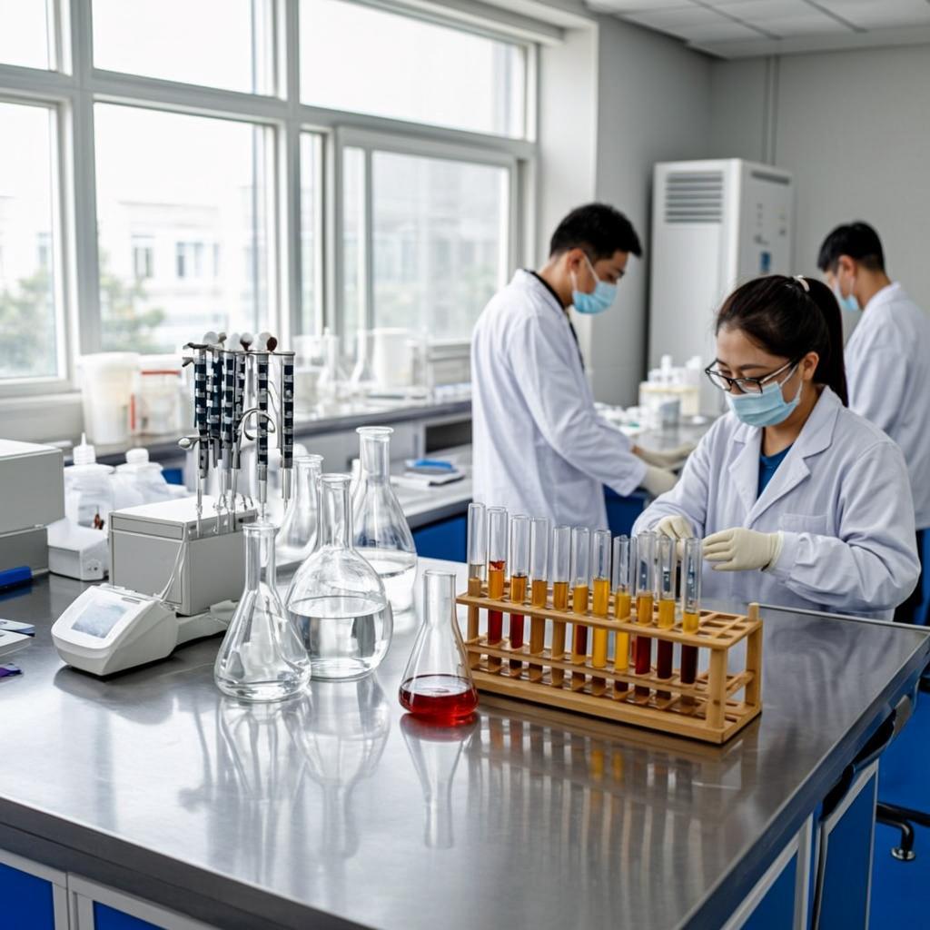 camellianin a for skin brightening laboratory scene