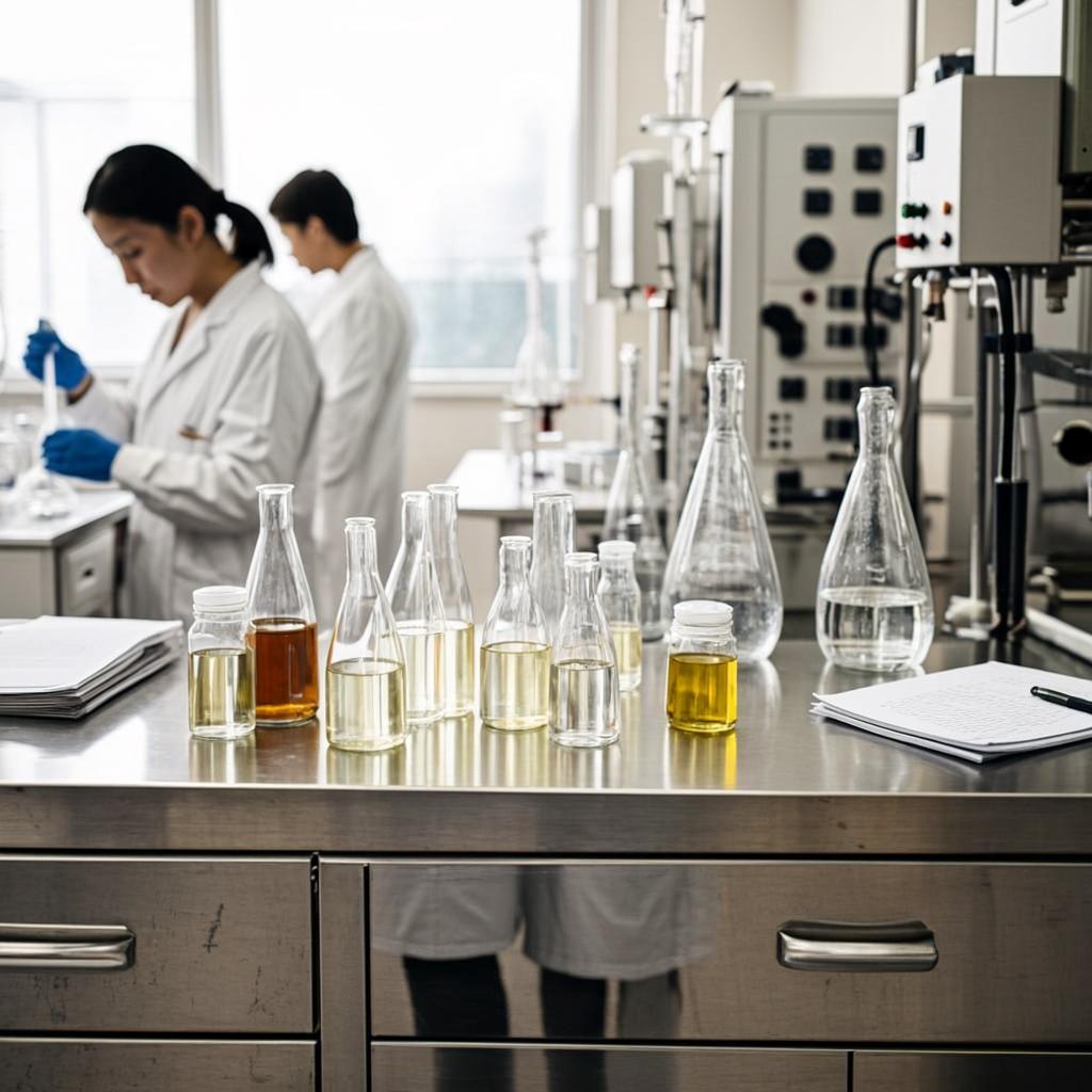 cosmetic formulation laboratory scene