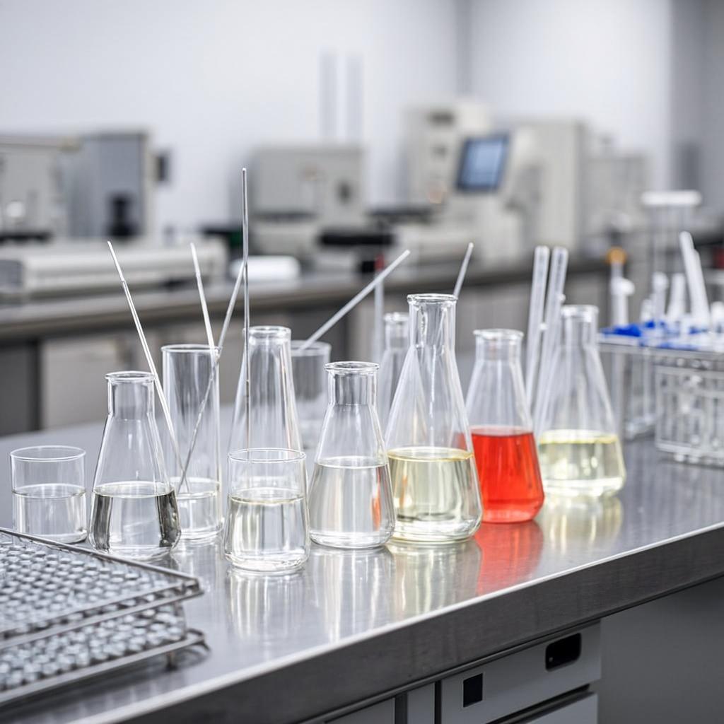 cosmetic raw materials laboratory scene