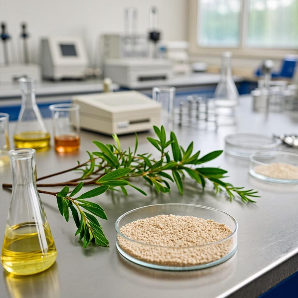 skin brightening plant extracts laboratory scene