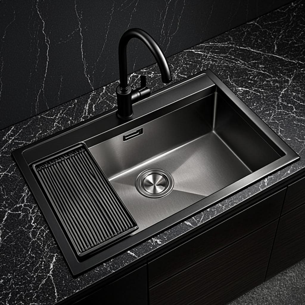 32 inch stainless steel sink unit black nano style