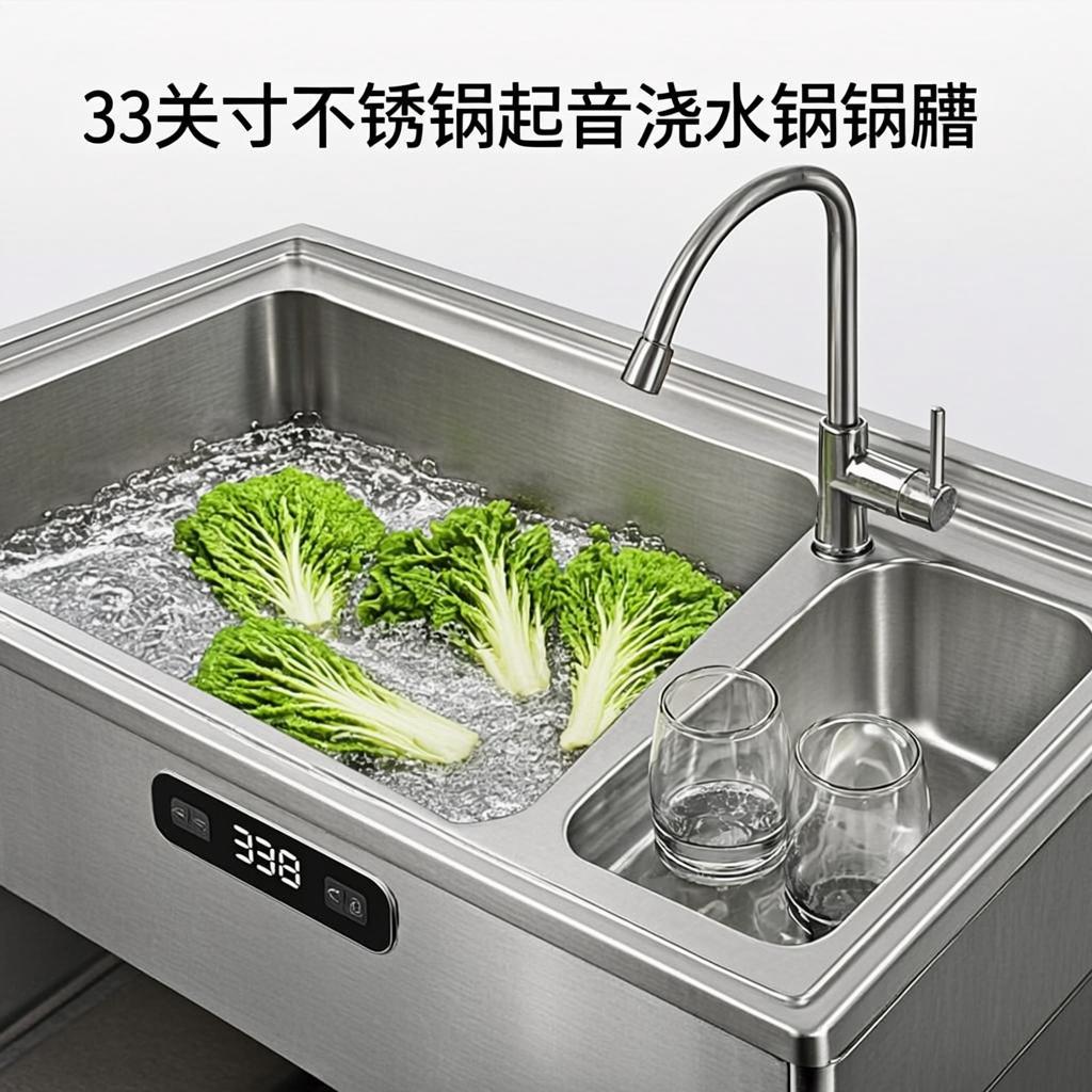 33 inch stainless kitchen wash basin smart multifunction