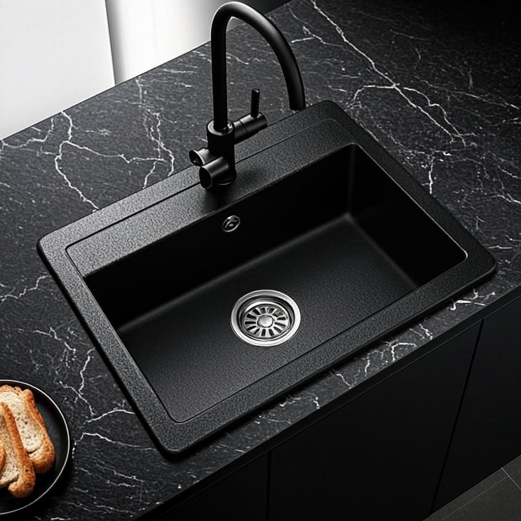 advanced kitchen basin sink black nano style