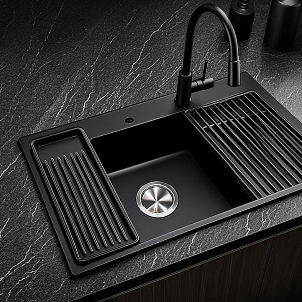 anti corrosion kitchen sink basin black nano style