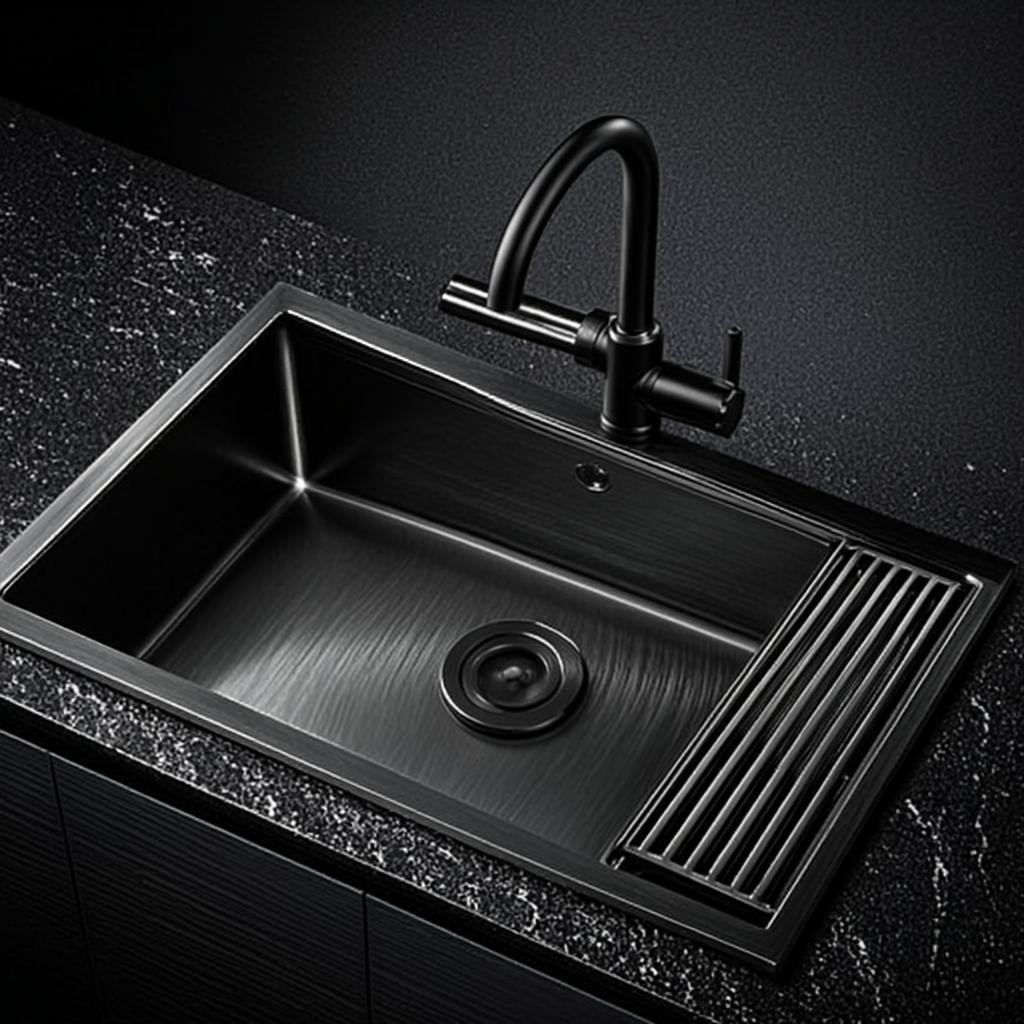 anti scratch stainless steel sink black nano style