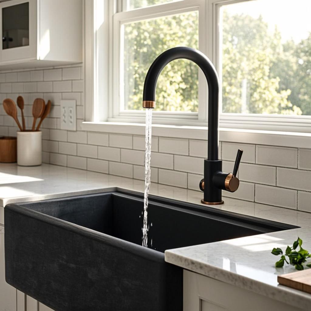 black handmade sink modern kitchen lifestyle