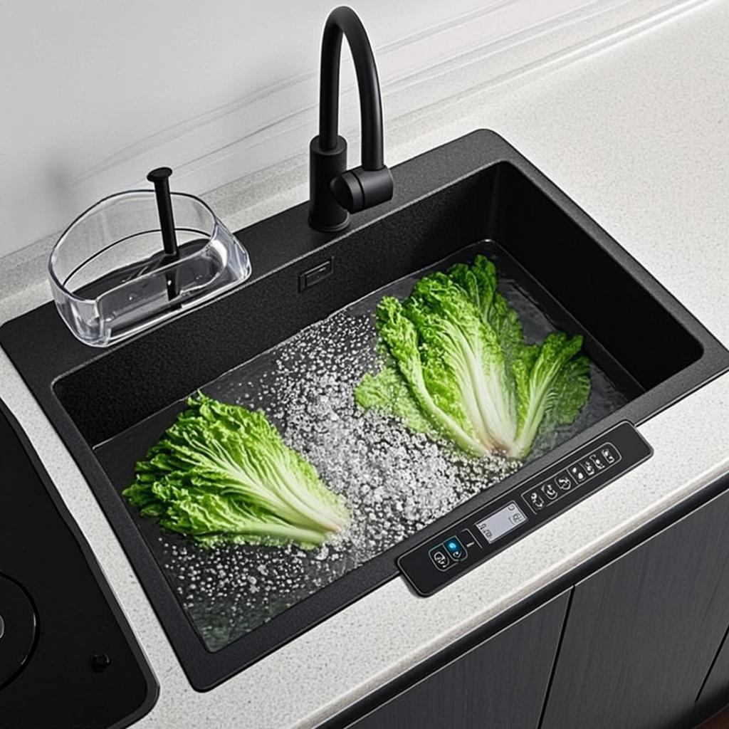 black stainless steel ultrasonic sink smart multifunction