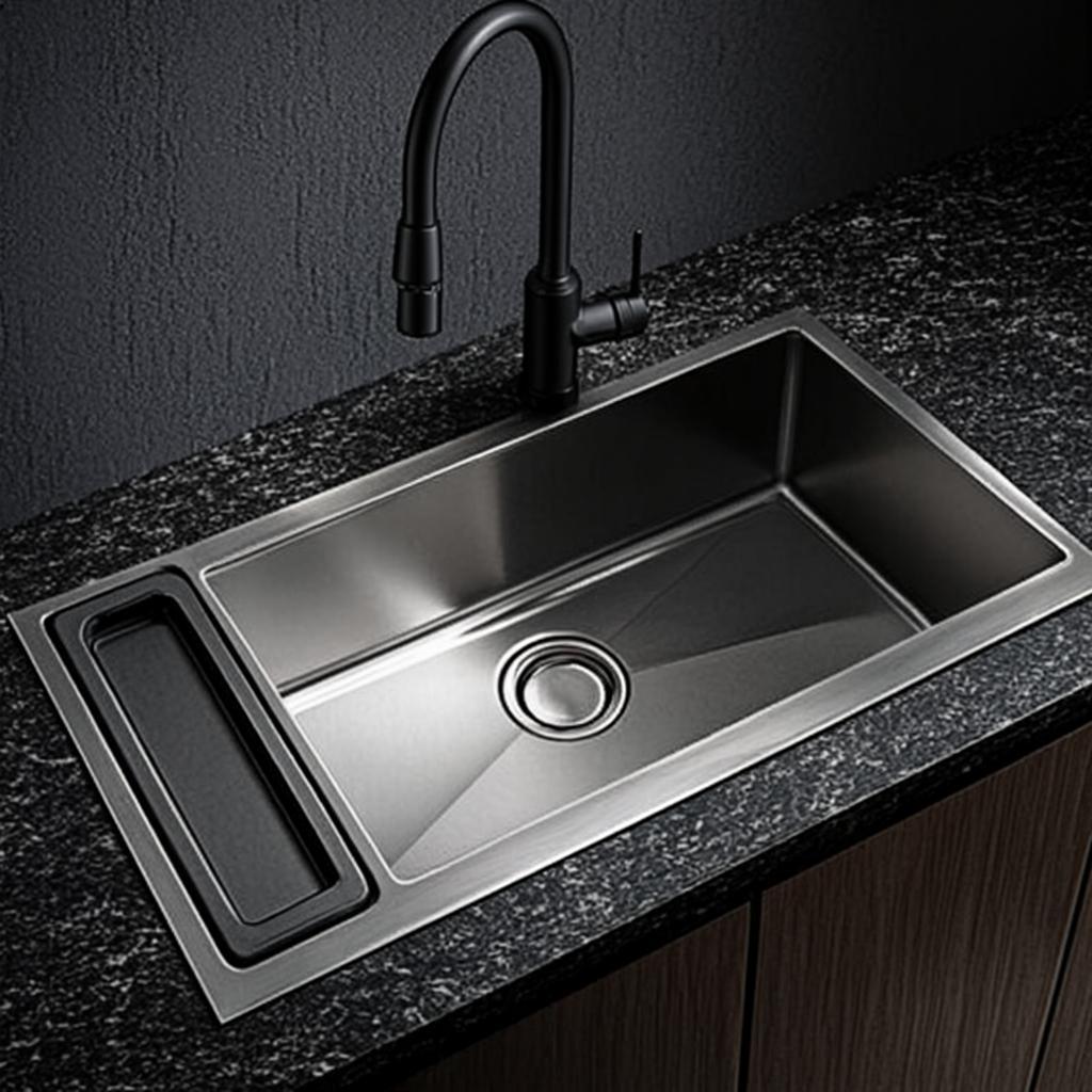 brushed stainless steel sink black nano style
