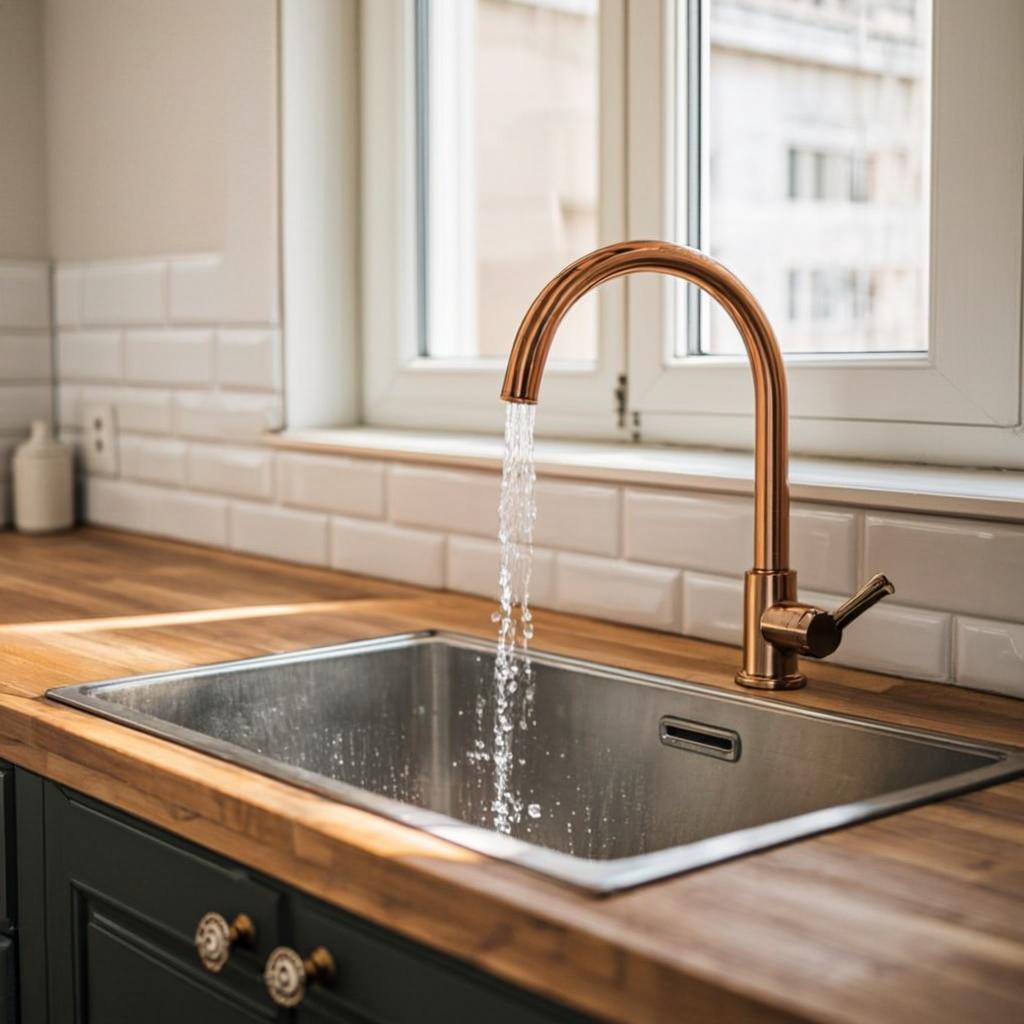brushed stainless steel sink modern kitchen lifestyle