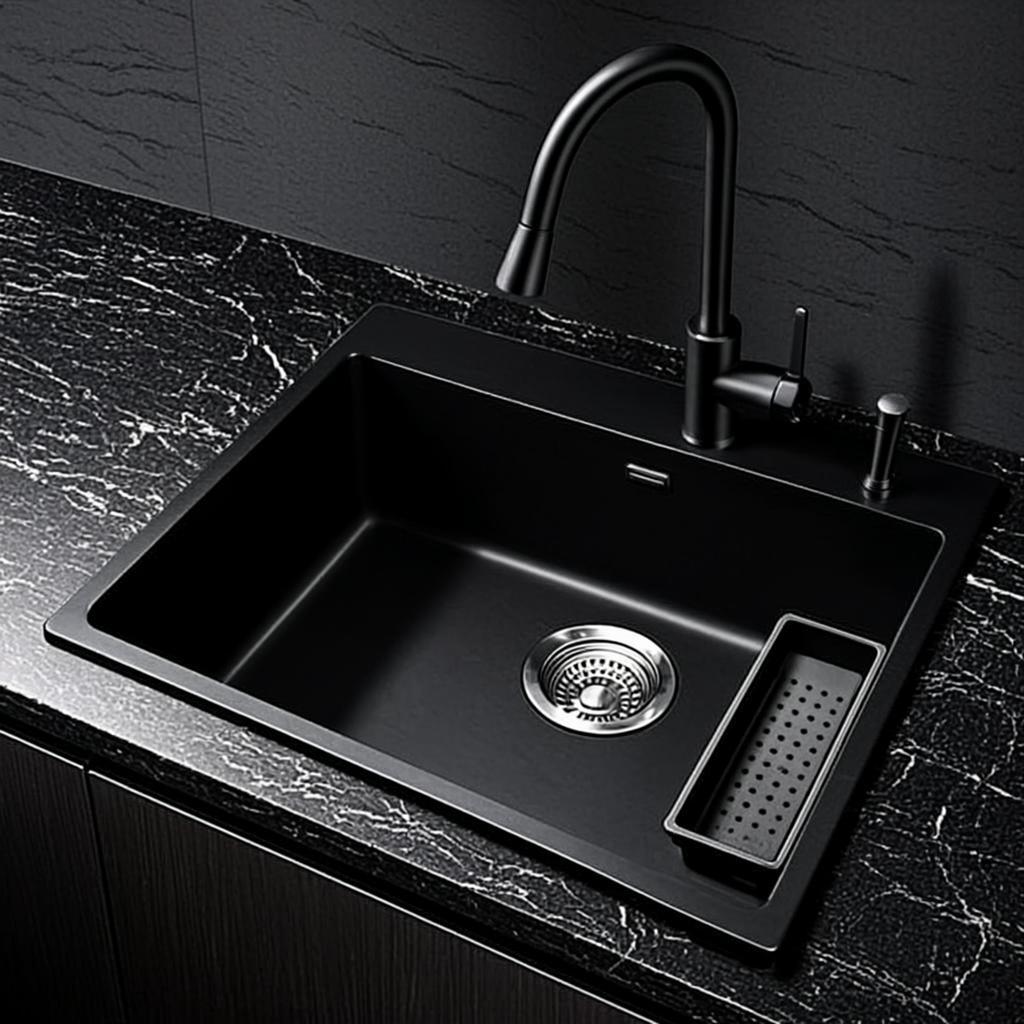 compact kitchen sink black nano style