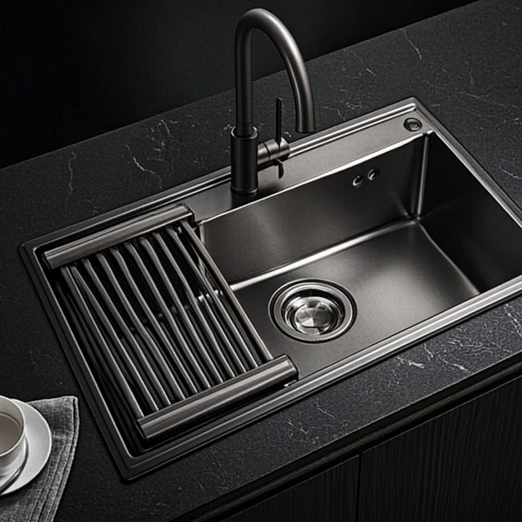 contemporary stainless sink black nano style