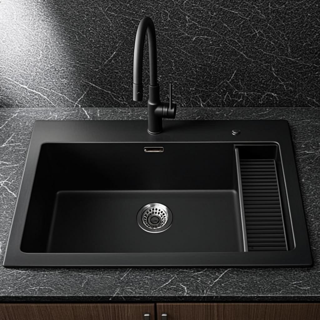 custom kitchen sink black nano style