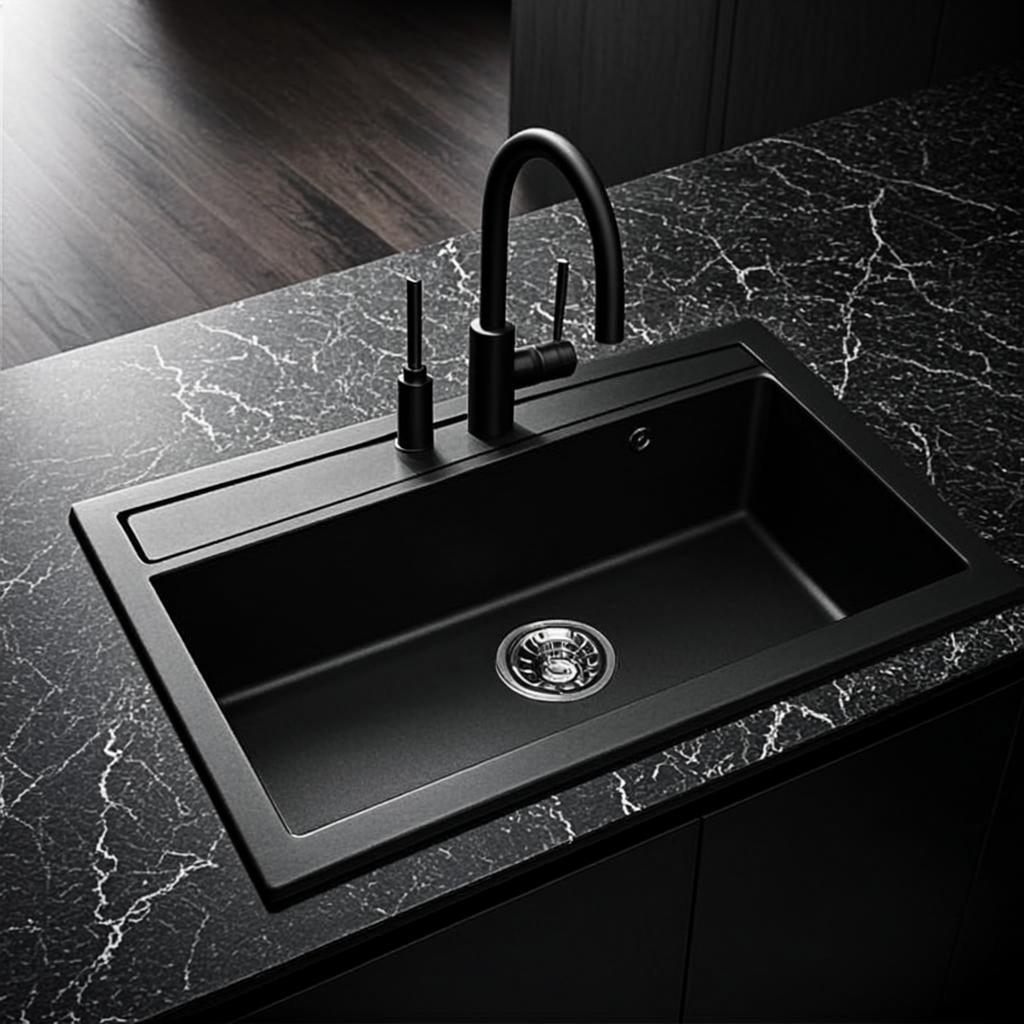 designer kitchen sink black nano style