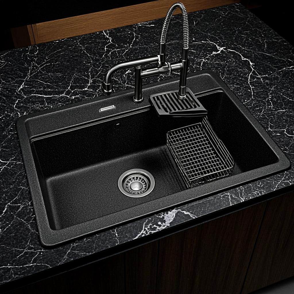 designer style kitchen sink black nano style