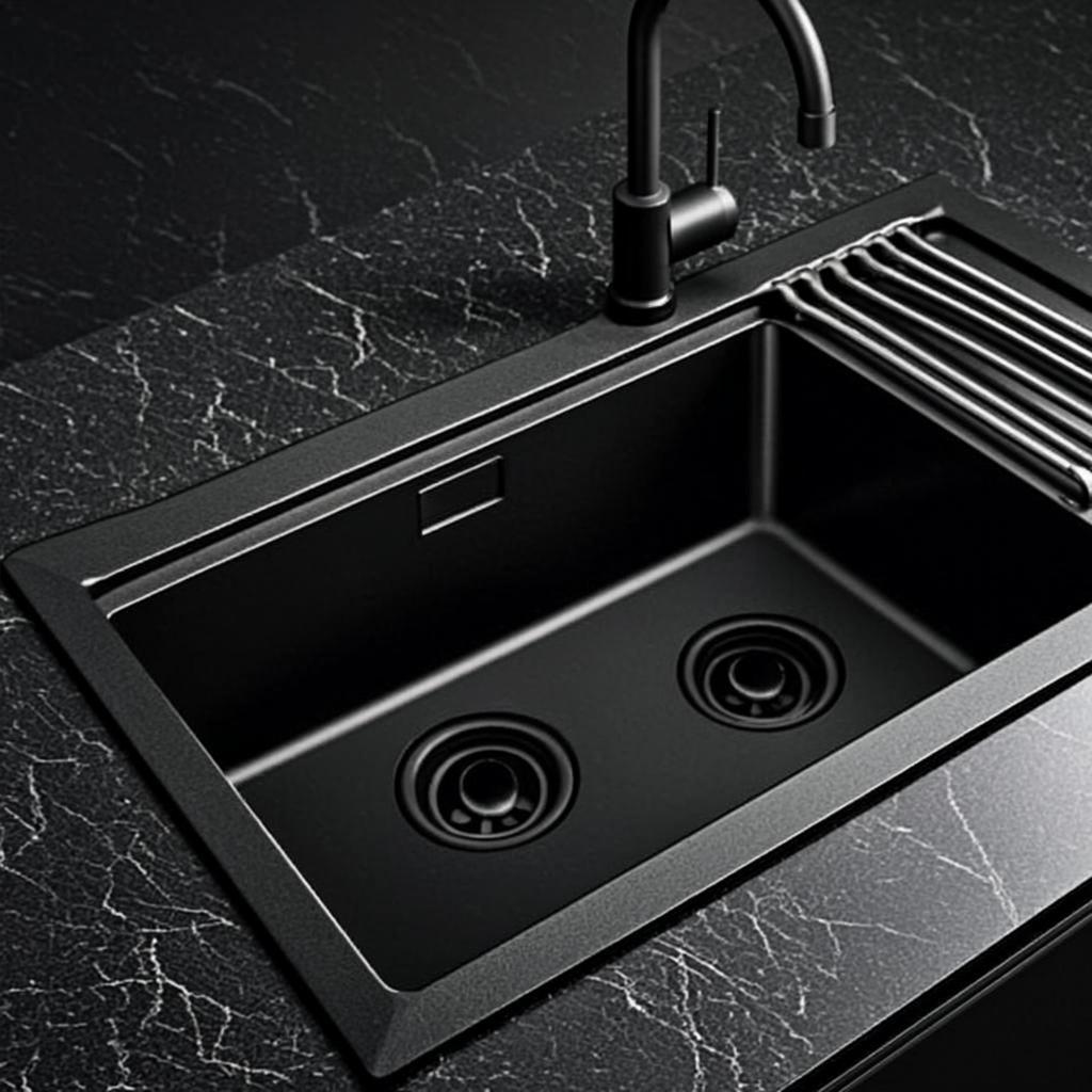 double bowl stainless steel sink black nano style