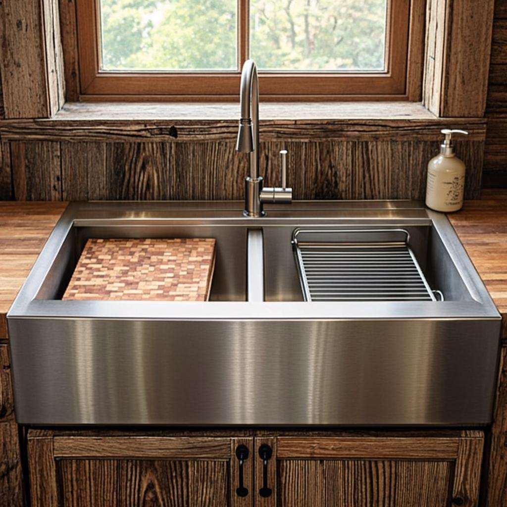 double bowl stainless steel sink farmhouse apron