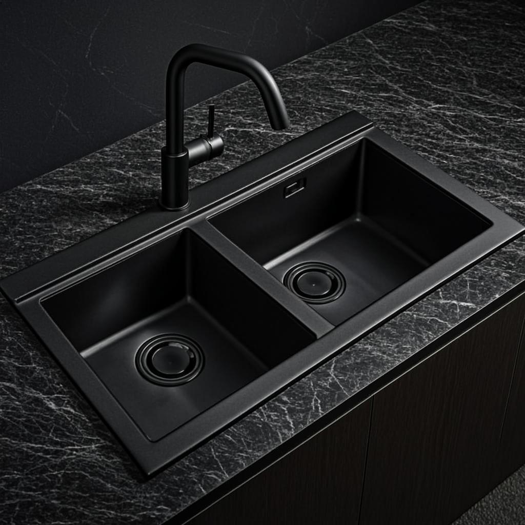 dual bowl stainless steel sink black nano style