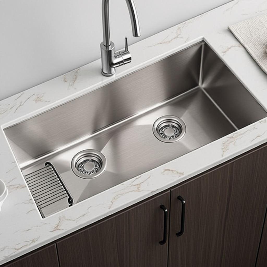 dual bowl stainless steel sink minimal industrial