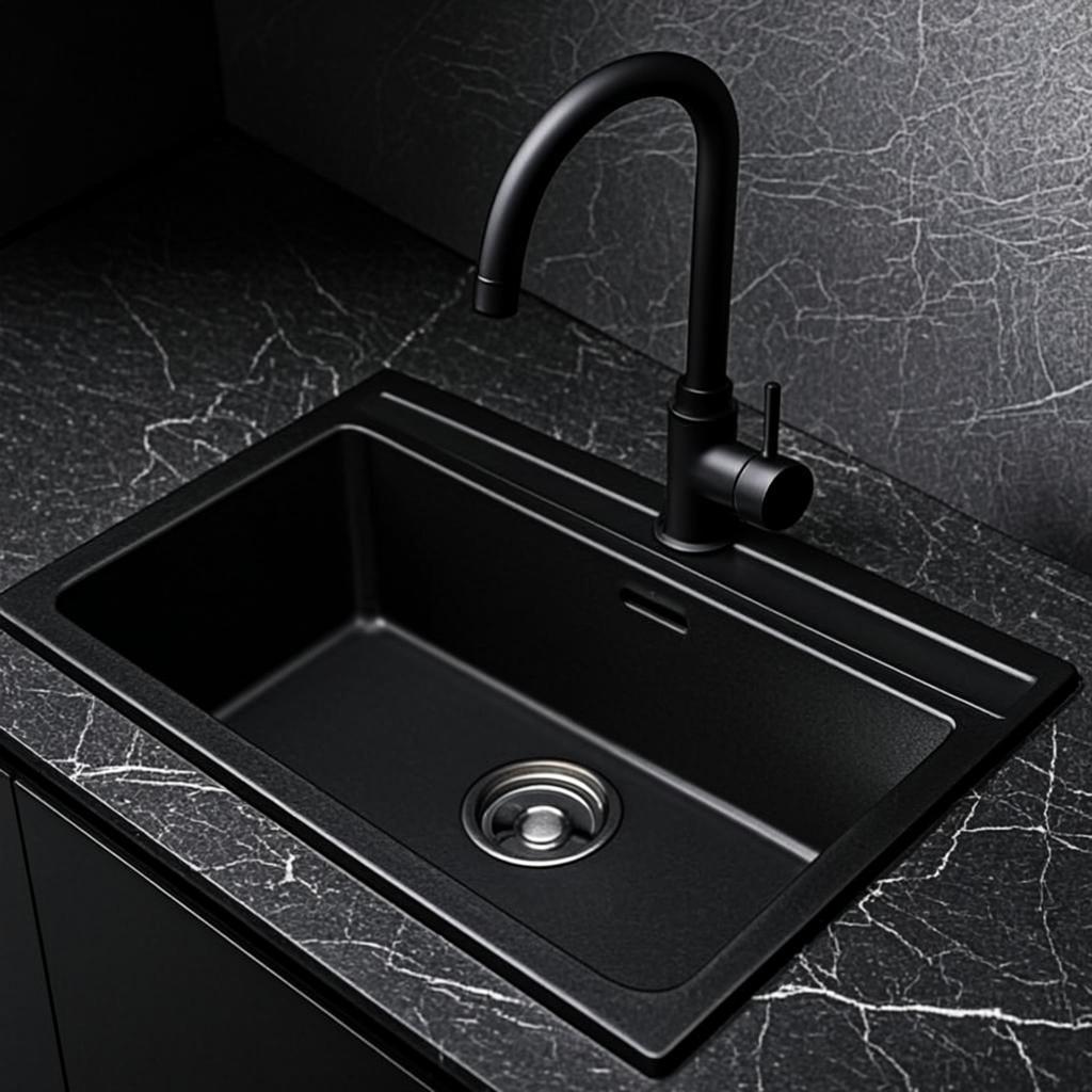 family kitchen cleaning sink black nano style