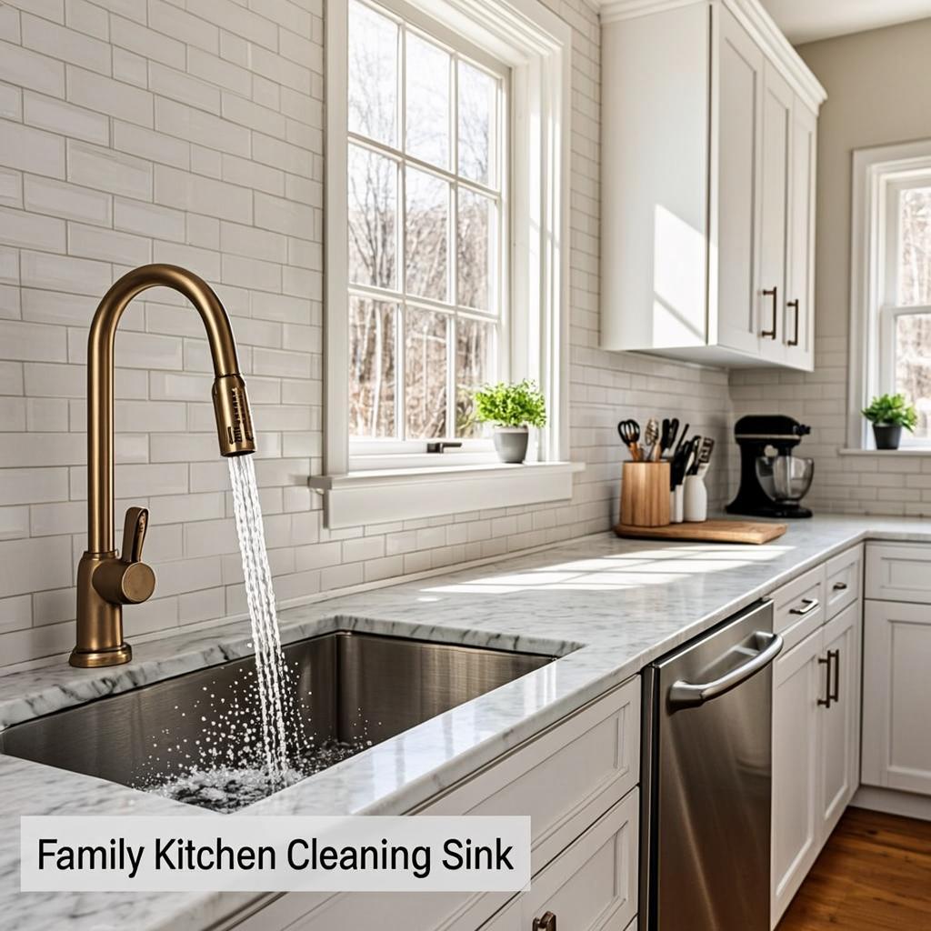 family kitchen cleaning sink modern kitchen lifestyle