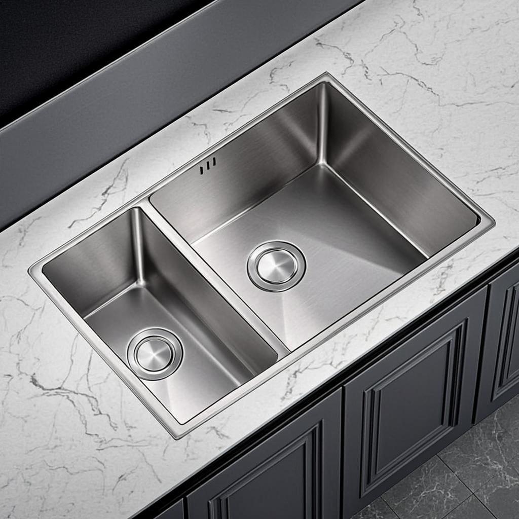 h td3322b dual bowl sink unit minimal industrial