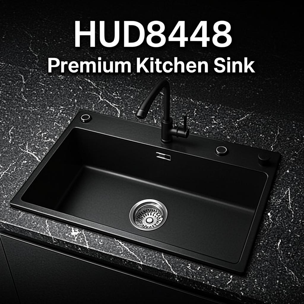 h ud8448 premium kitchen sink black nano style
