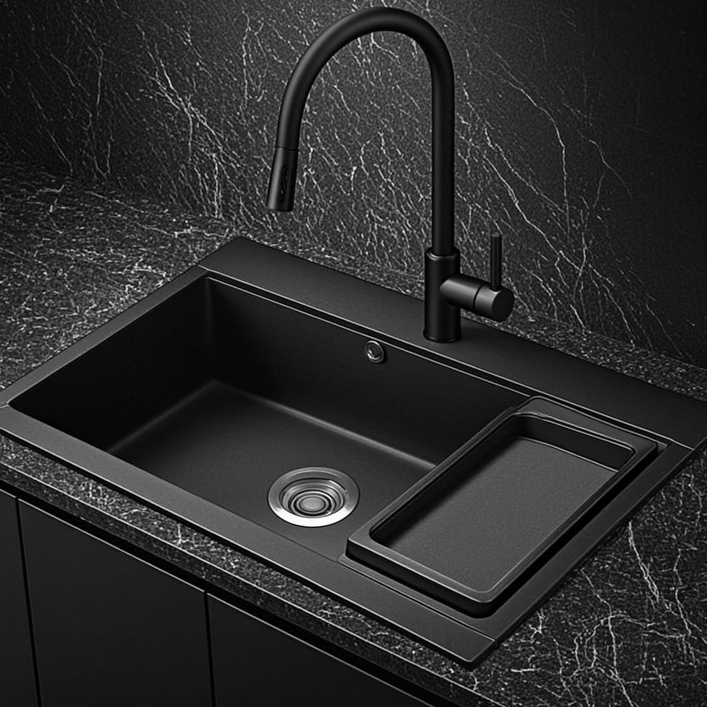 handcrafted kitchen sink black nano style