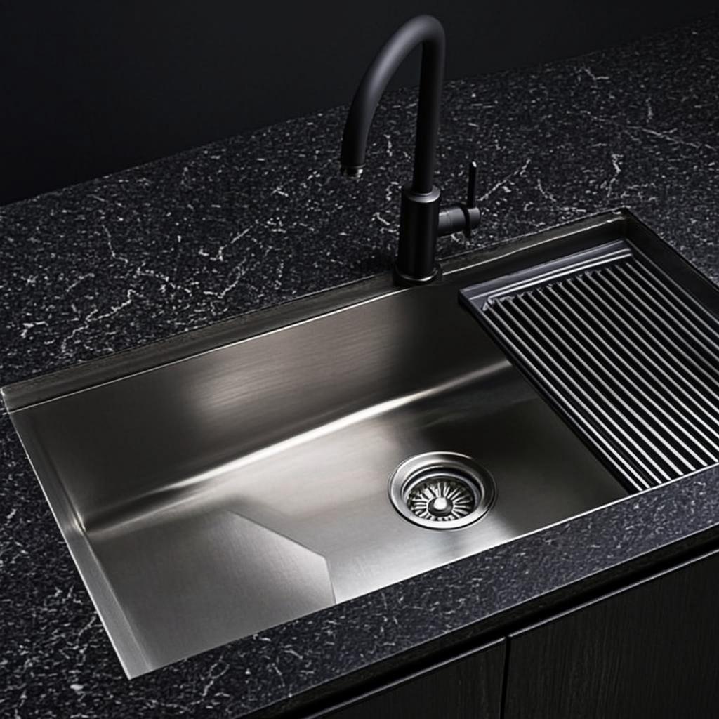 handmade brushed stainless steel sink black nano style