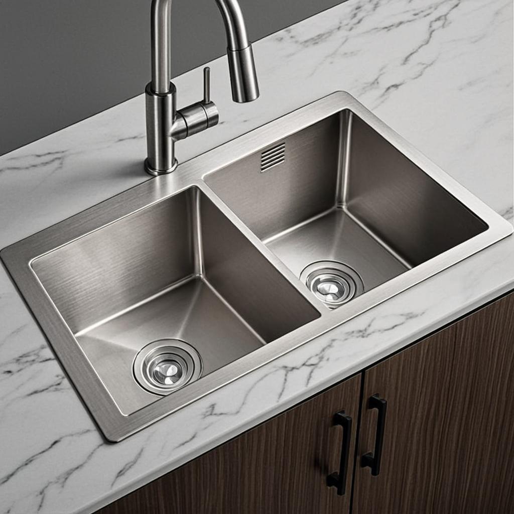 handmade double bowl sink minimal industrial