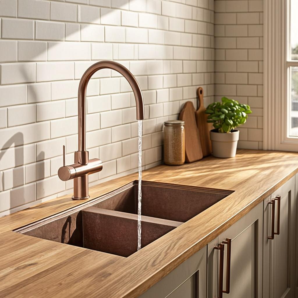 handmade double bowl sink modern kitchen lifestyle