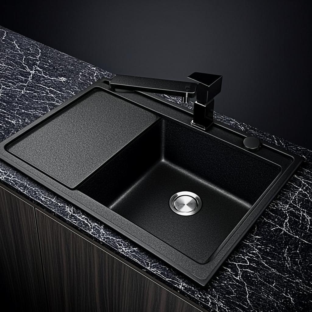 heavy duty kitchen washing sink black nano style