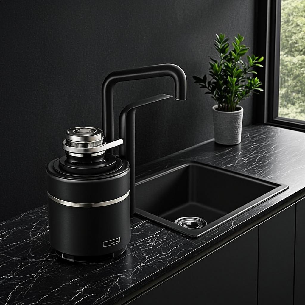 household waste disposer black nano style