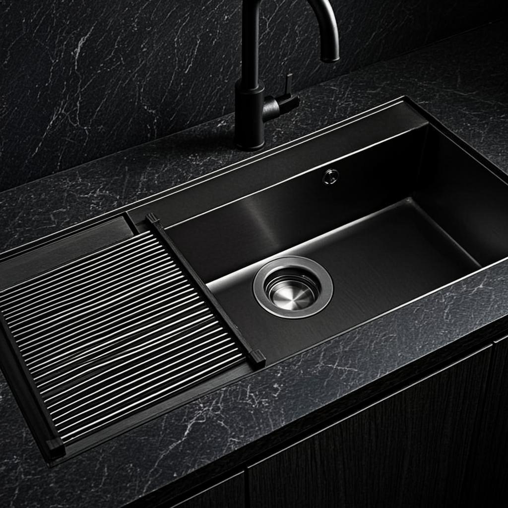 industrial stainless steel sink black nano style