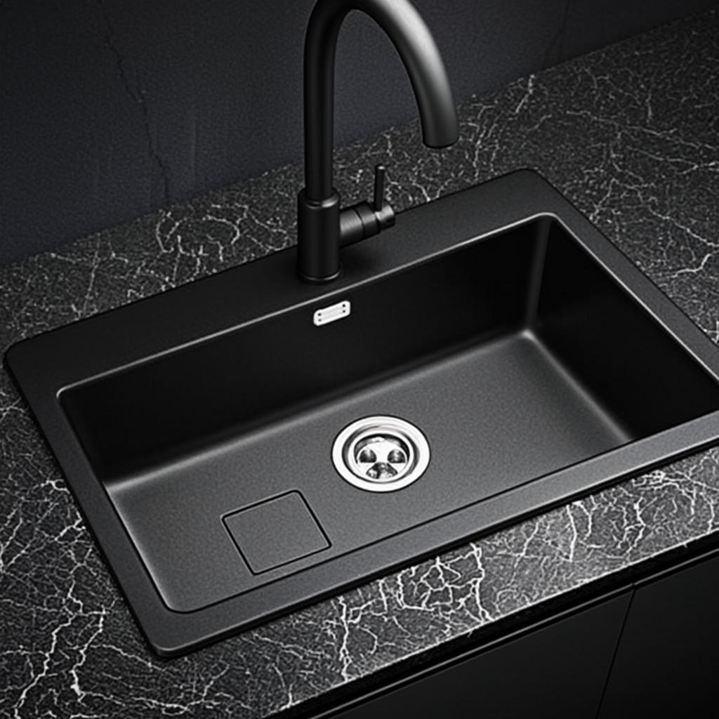 integrated kitchen sink black nano style