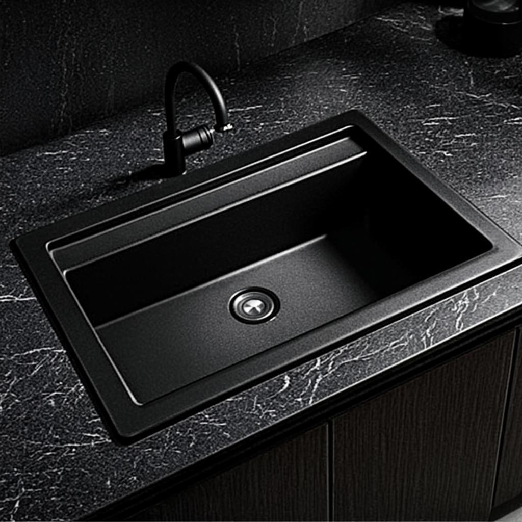 integrated kitchen wash sink black nano style
