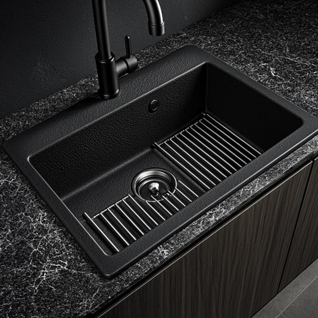 kitchen sink with colander black nano style