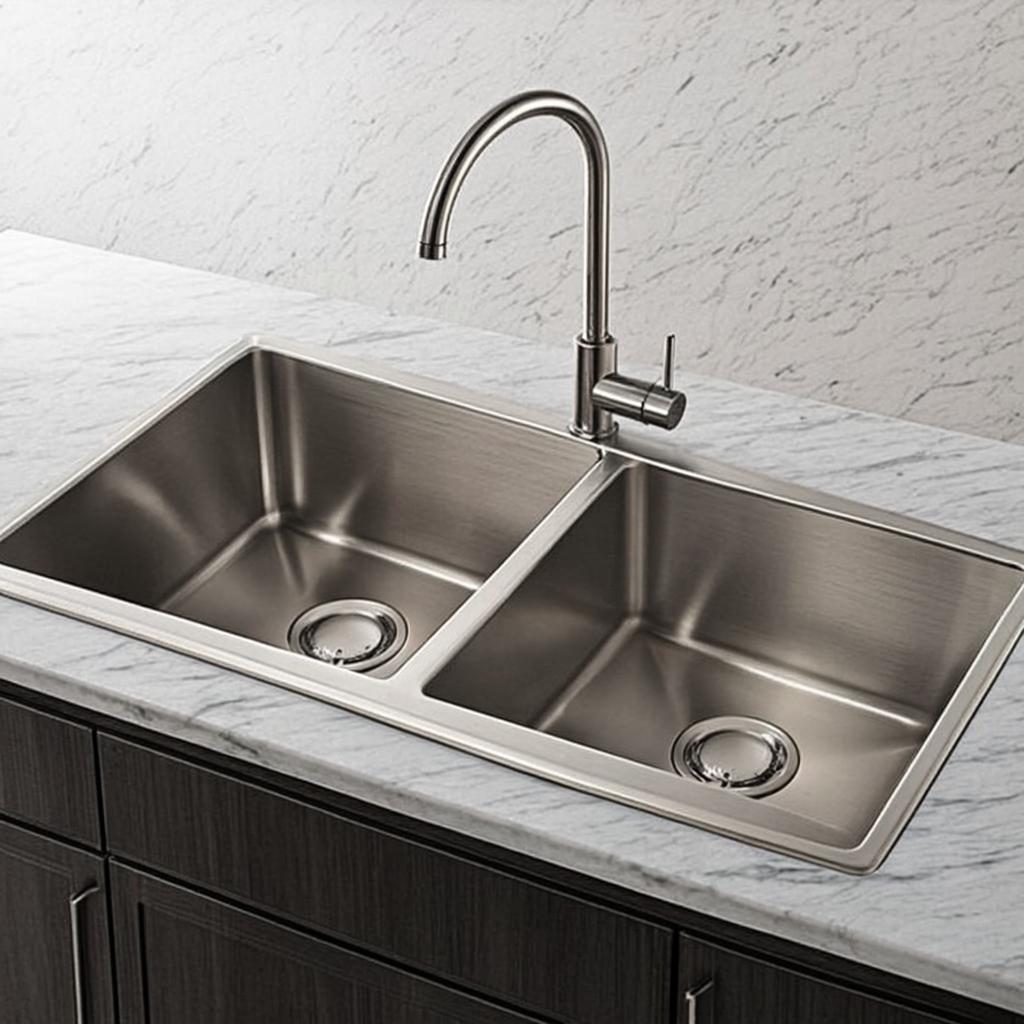 large double bowl sink minimal industrial