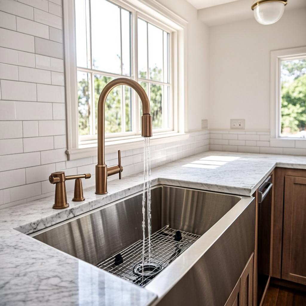 large stainless kitchen basin modern kitchen lifestyle