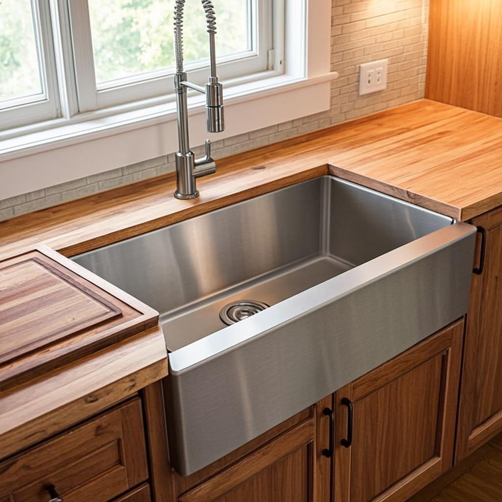 lightweight stainless steel sink farmhouse apron