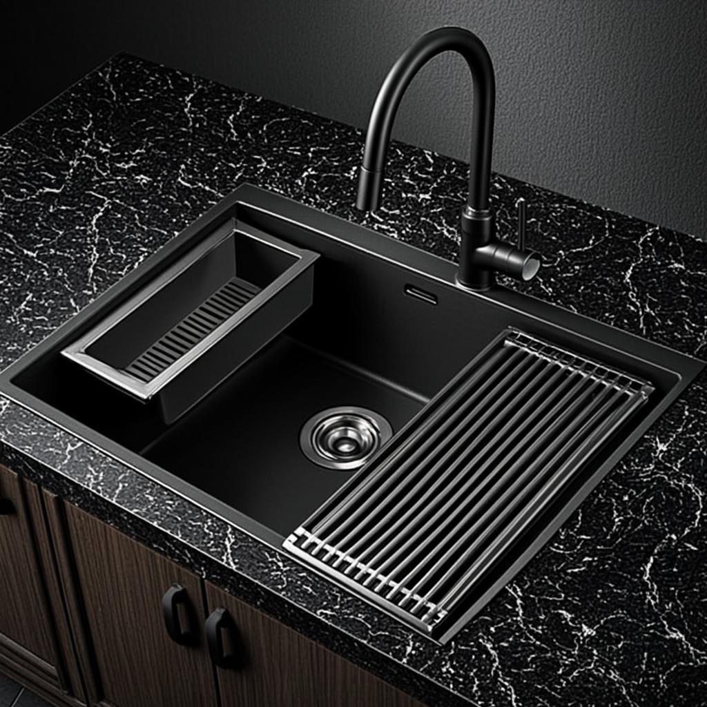 metal kitchen sink black nano style