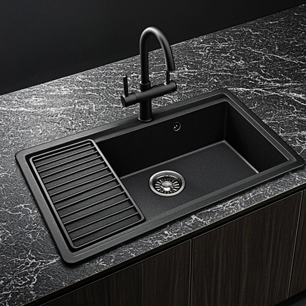 minimal style kitchen washing sink black nano style