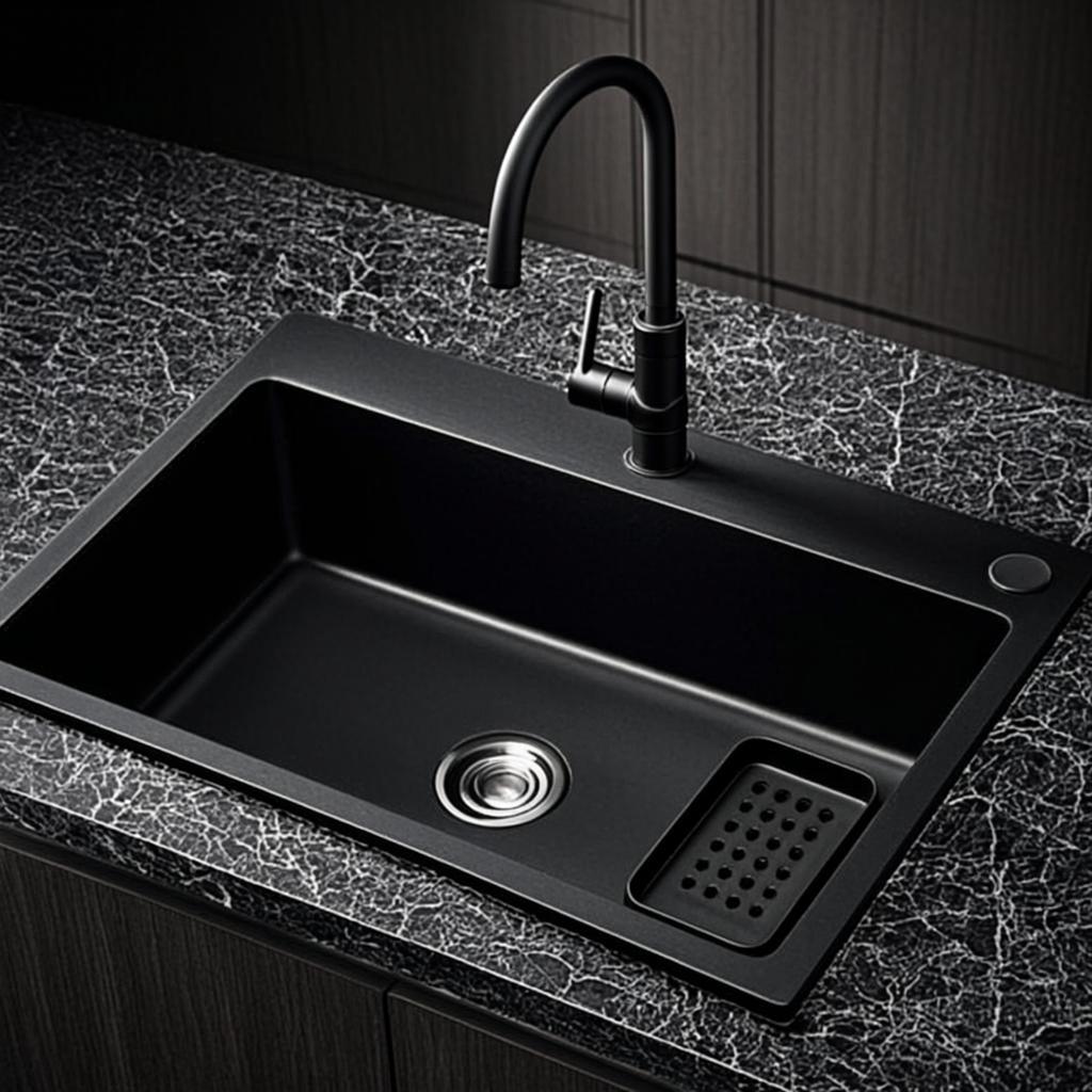 minimalist kitchen sink basin black nano style