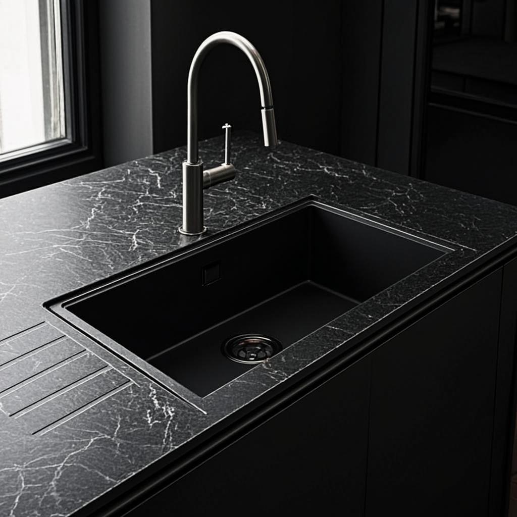 modern household kitchen sink black nano style