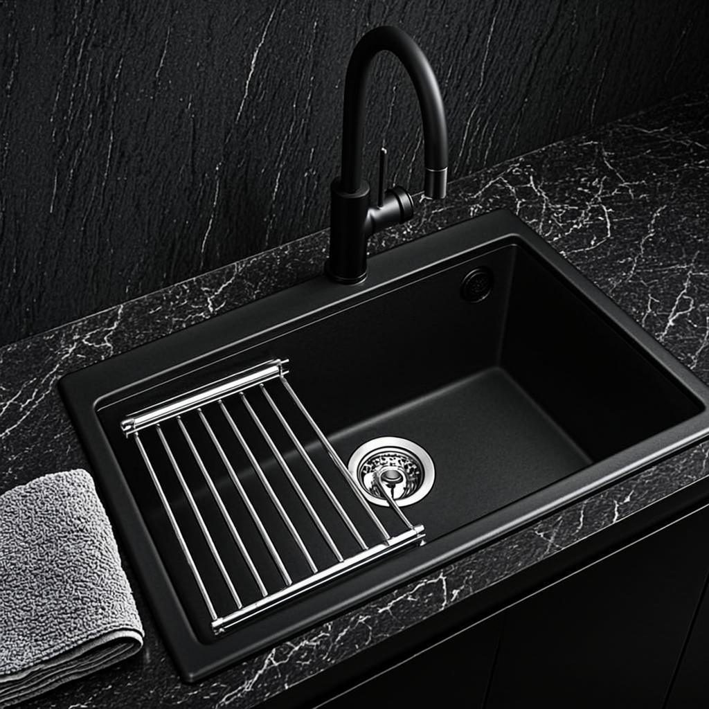 multi purpose kitchen wash sink black nano style
