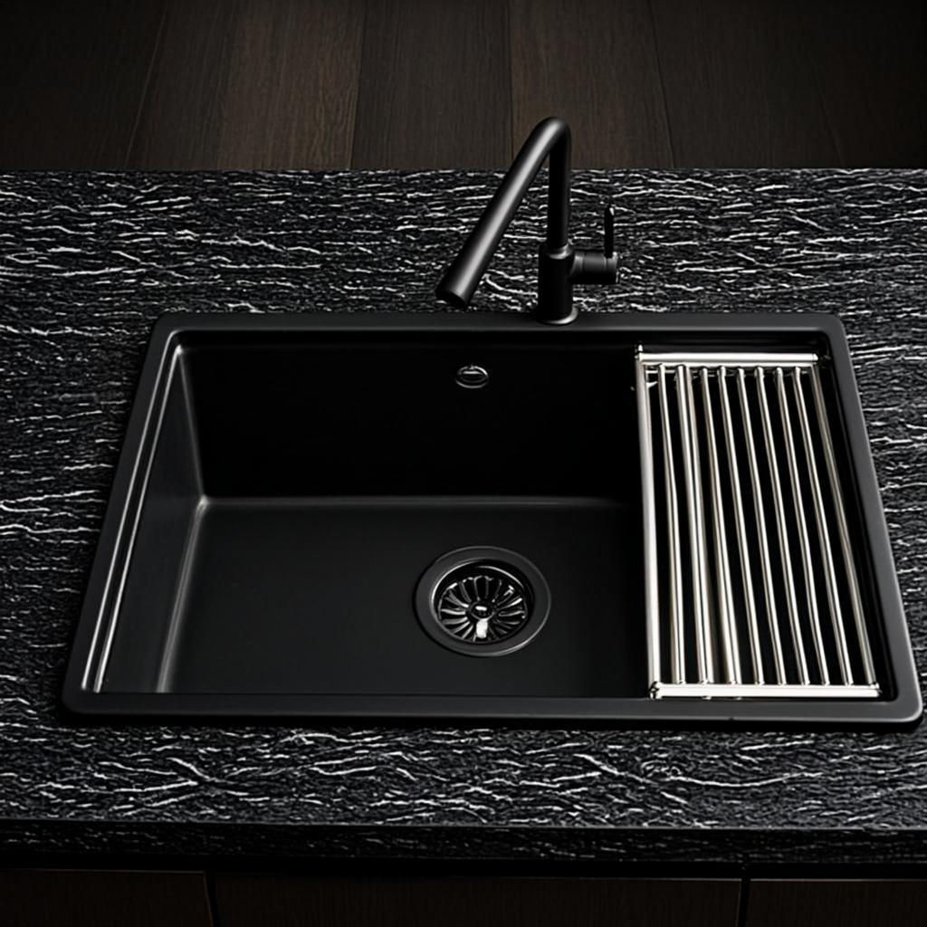 multifunctional kitchen sink black nano style