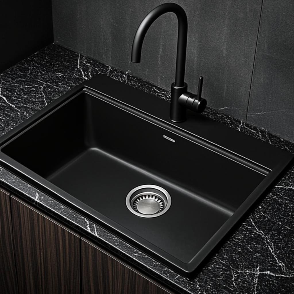 premium household kitchen sink black nano style