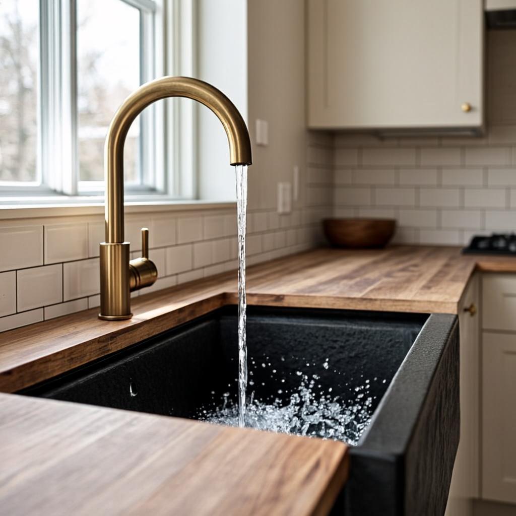 pressed single bowl sink modern kitchen lifestyle