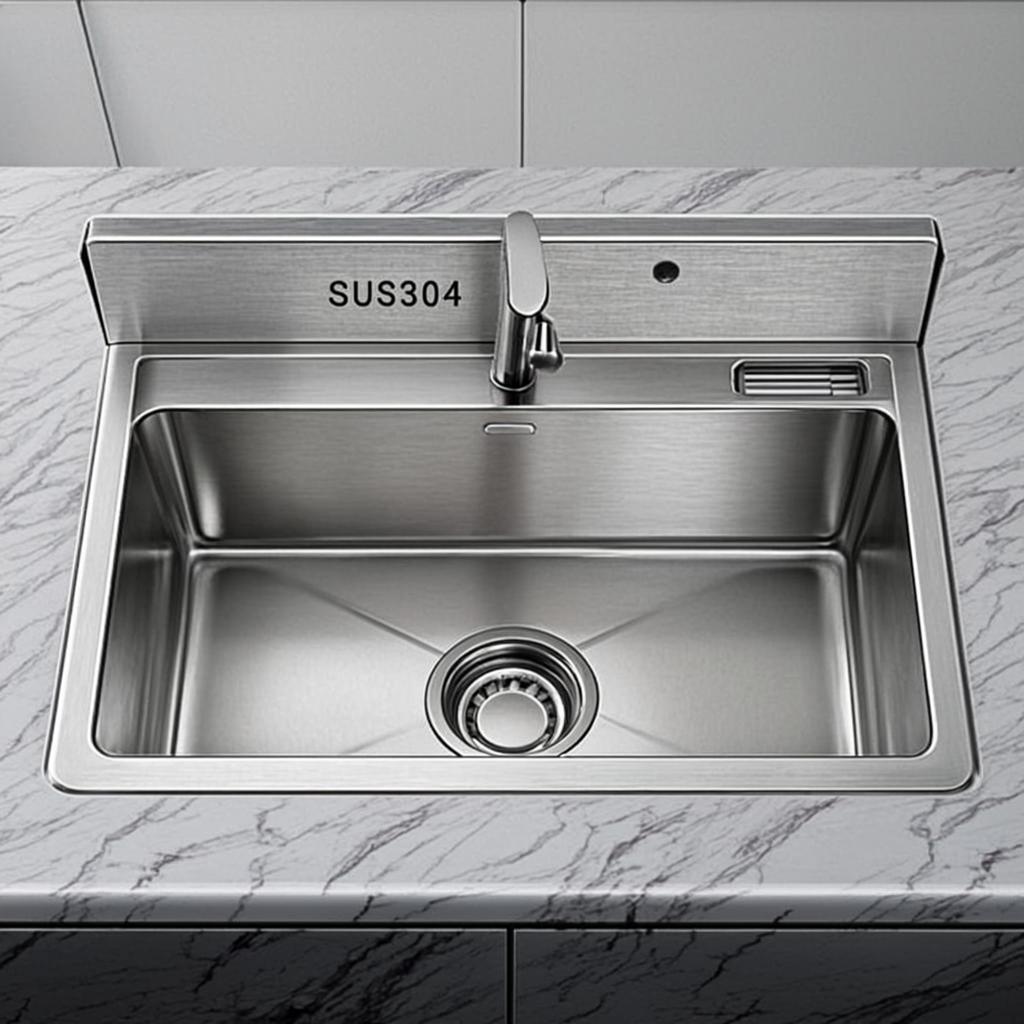 pressed stainless steel sink minimal industrial