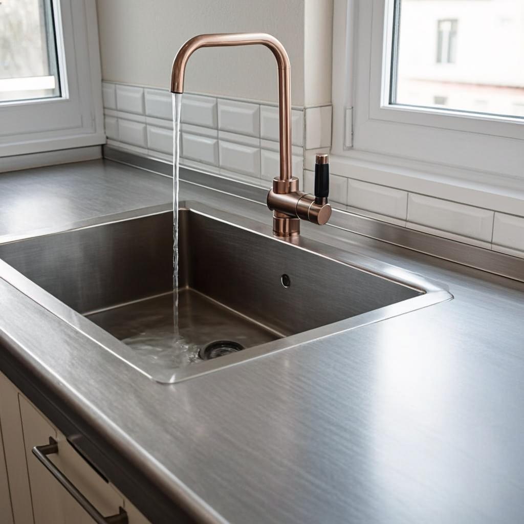 pressed stainless steel sink modern kitchen lifestyle