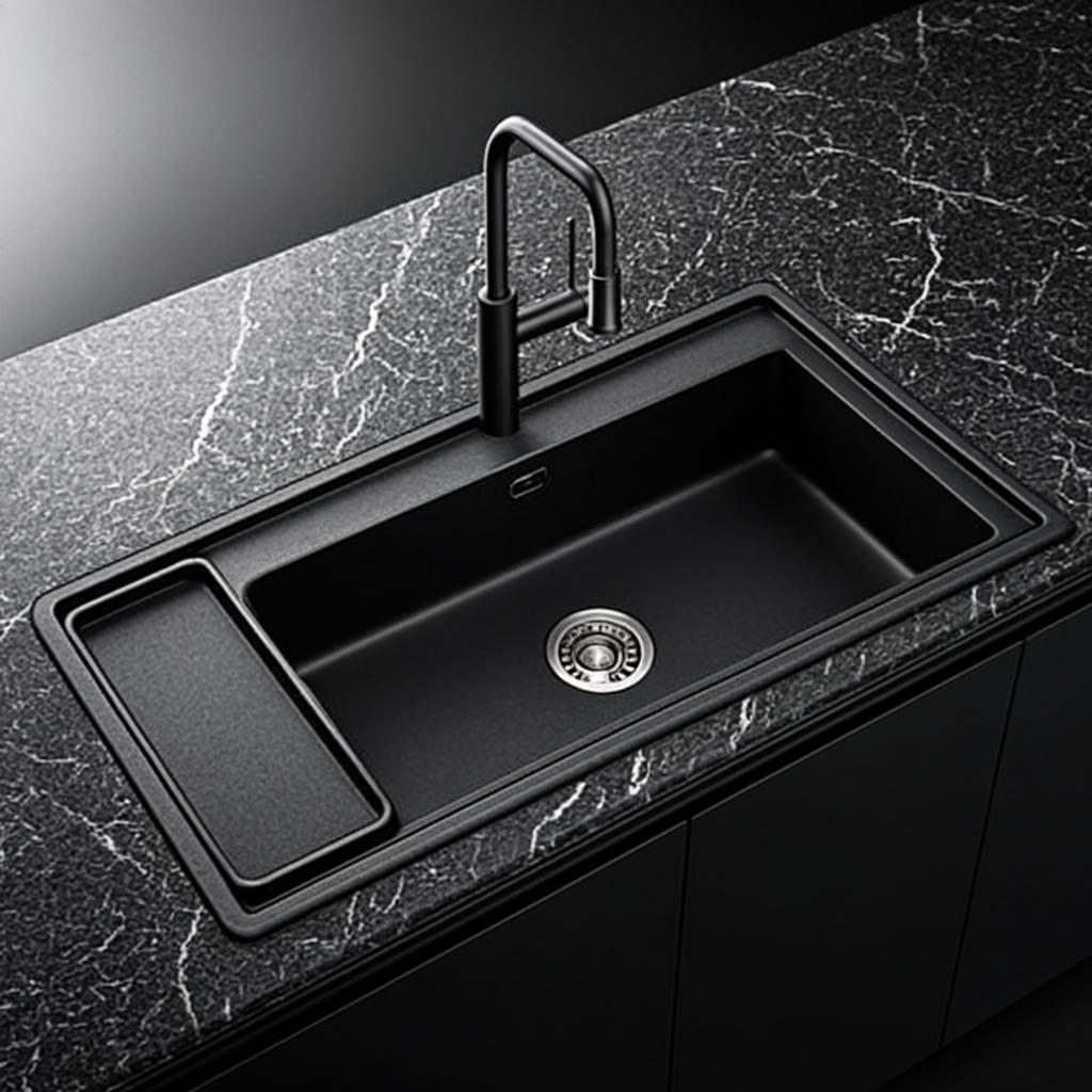 reinforced kitchen sink unit black nano style